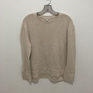 ELLA MOSS tan beige crewneck long sleeve hi-low hem pullover sweater M